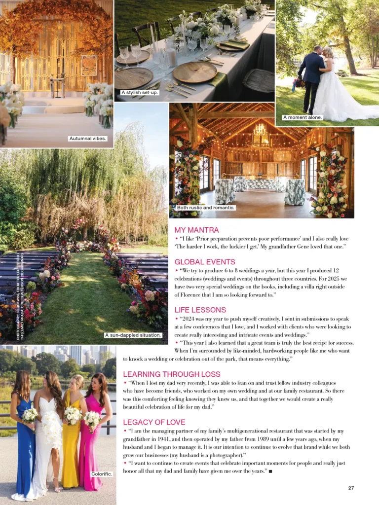 Michelle Durpetti Events featured in Bridal Guide "Planners We Love" section in March, April 2025 issue, page 2.