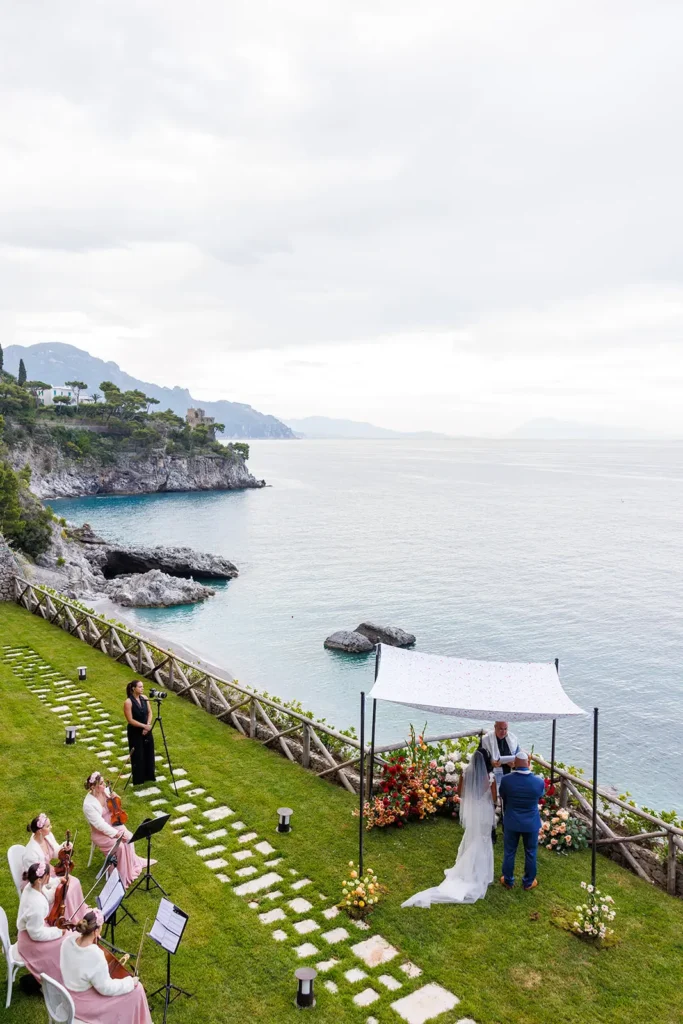 Destination wedding elopement on Amalfi Coast with no bridal party or guests.