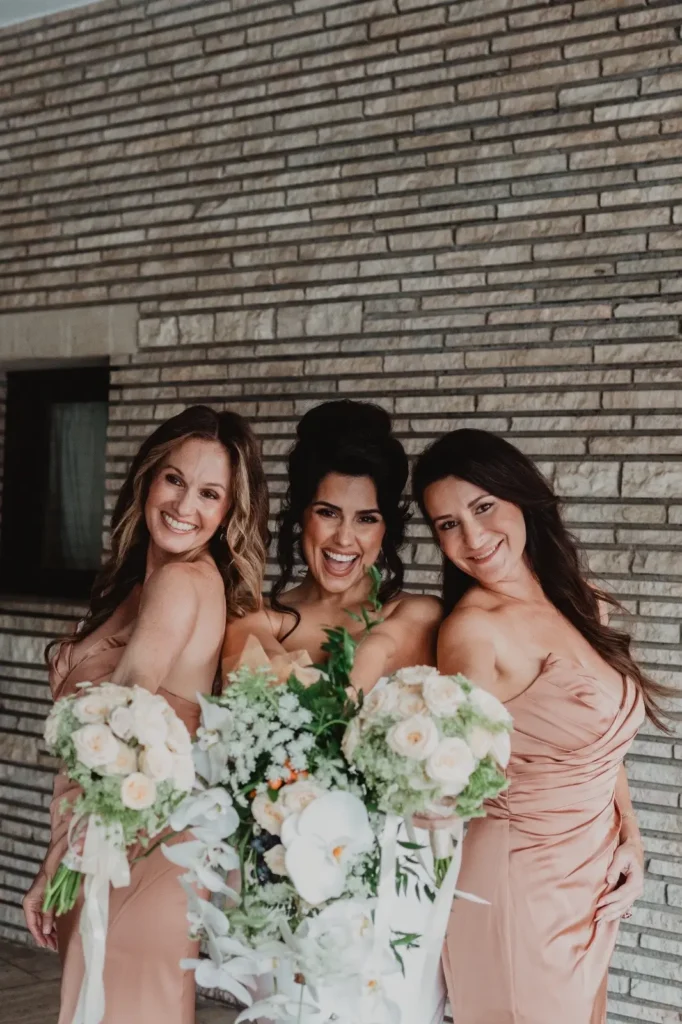 Bride chooses two close friends to share in her wedding day.